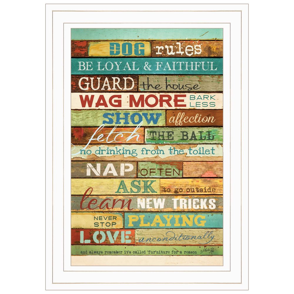 Dog Rules 2 White Framed Print Wall Art HomeRoots