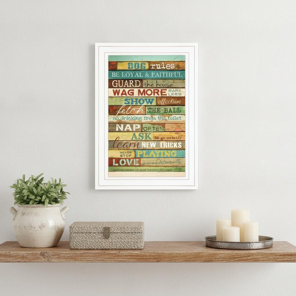 Dog Rules 2 White Framed Print Wall Art HomeRoots