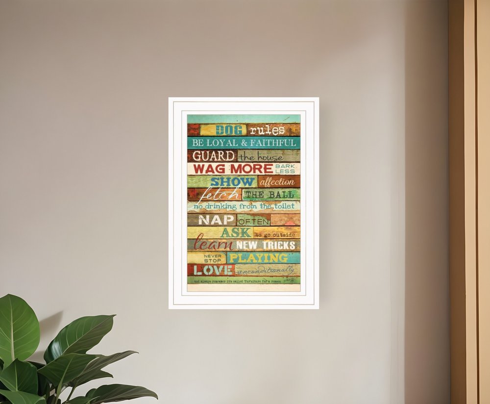Dog Rules 2 White Framed Print Wall Art HomeRoots