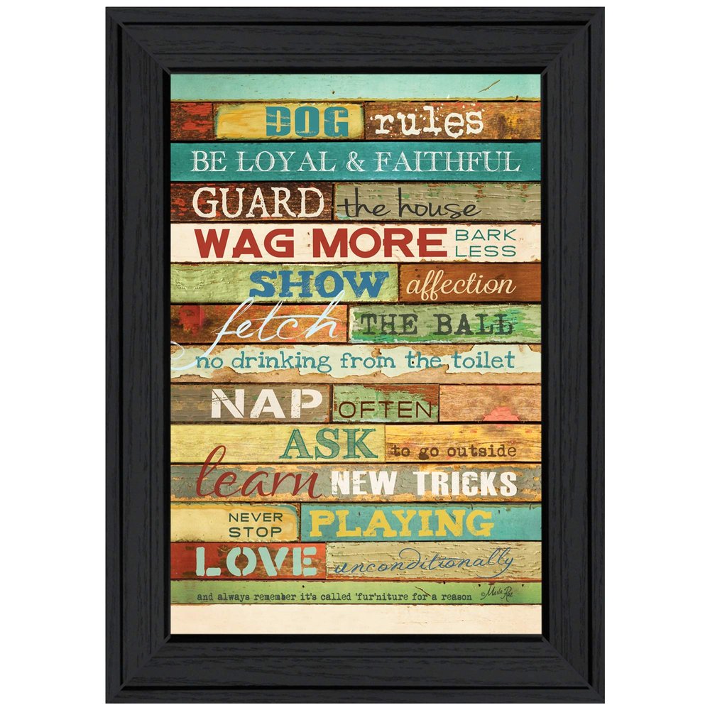 Dog Rules 3 Black Framed Print Wall Art HomeRoots