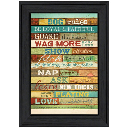 Dog Rules 3 Black Framed Print Wall Art HomeRoots