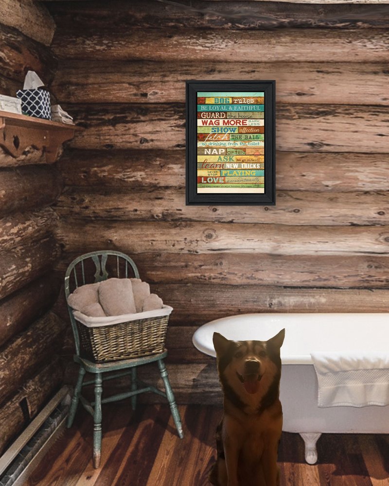 Dog Rules 3 Black Framed Print Wall Art HomeRoots