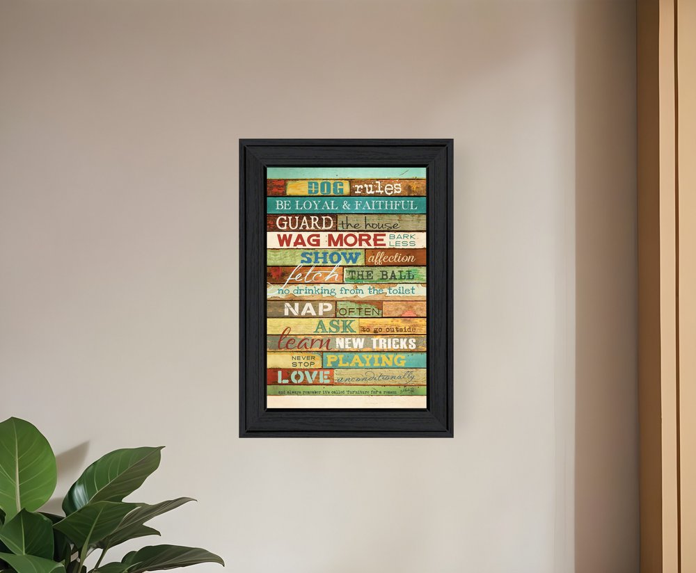 Dog Rules 3 Black Framed Print Wall Art HomeRoots