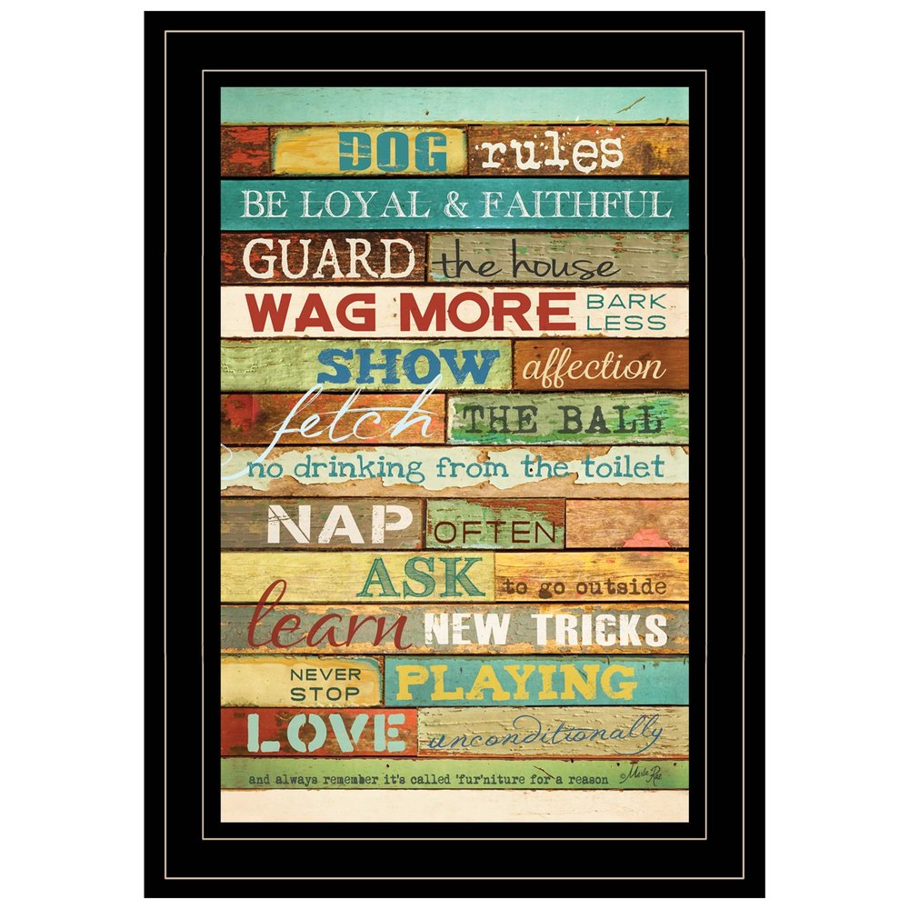 Dog Rules 4 Black Framed Print Wall Art HomeRoots