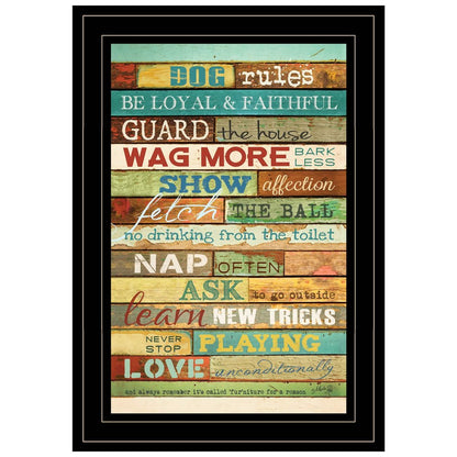 Dog Rules 4 Black Framed Print Wall Art HomeRoots