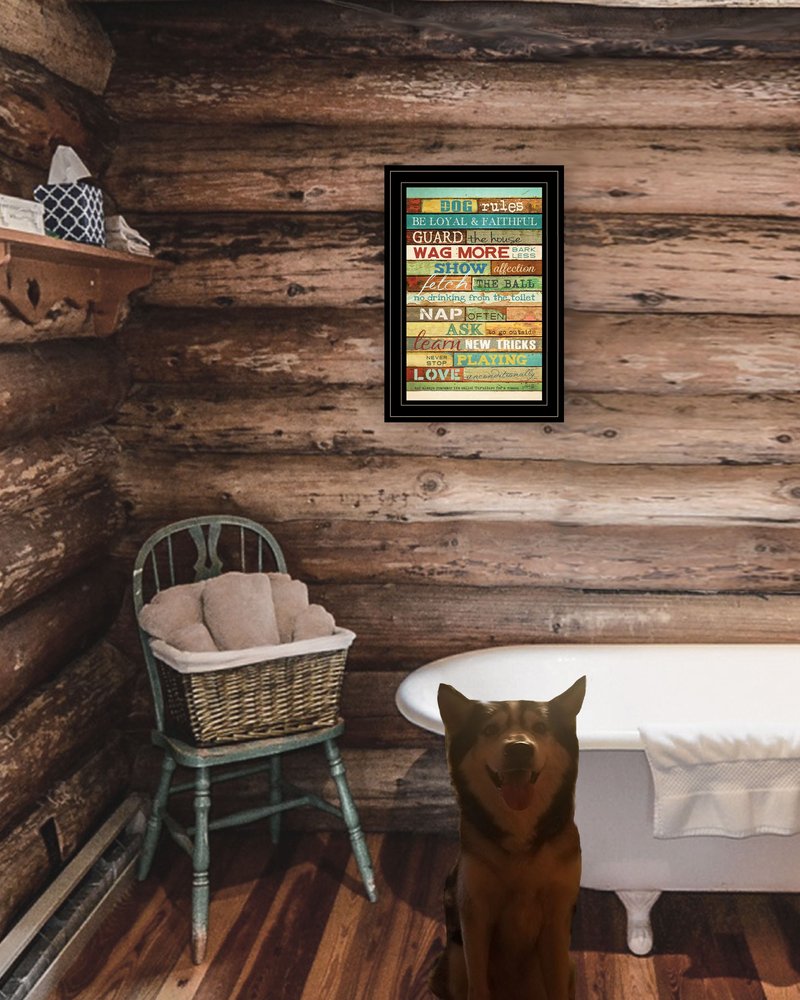 Dog Rules 4 Black Framed Print Wall Art HomeRoots