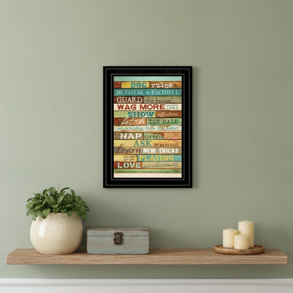 Dog Rules 4 Black Framed Print Wall Art HomeRoots