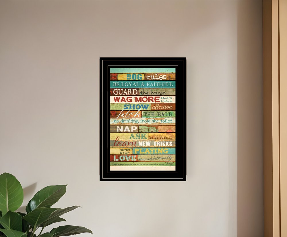 Dog Rules 4 Black Framed Print Wall Art HomeRoots
