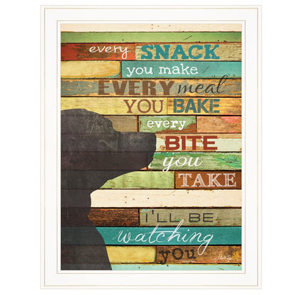 Colorful Dog Watching You Snack White Framed Print Wall Art HomeRoots