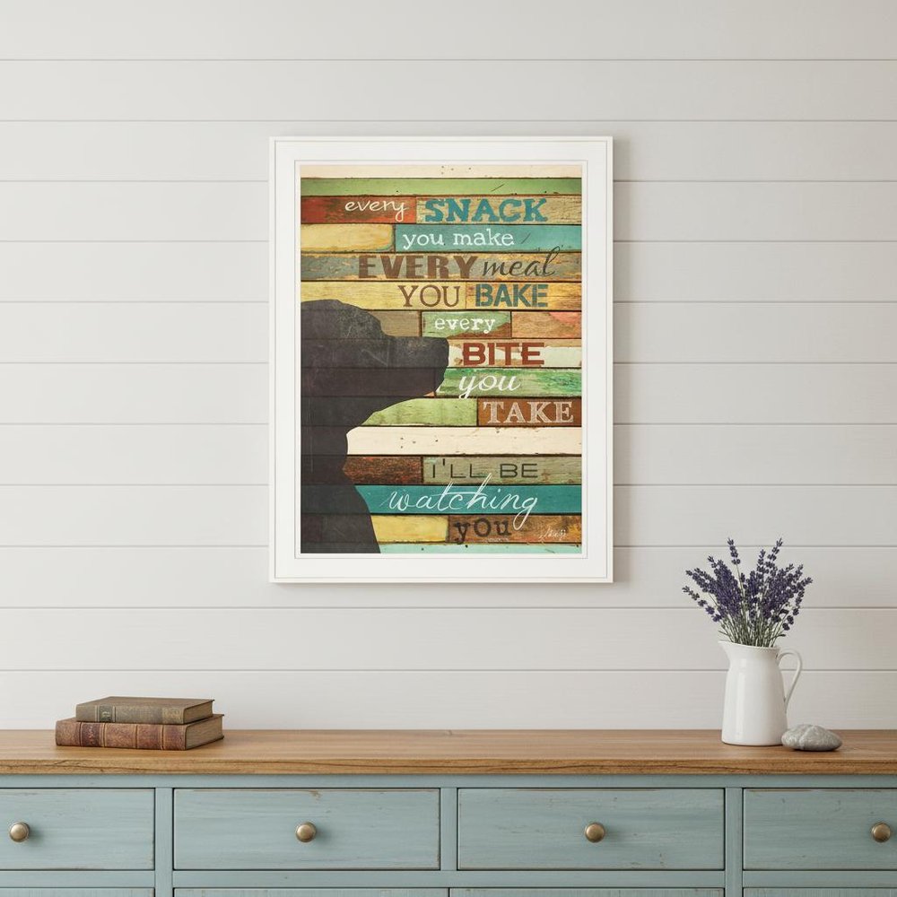 Colorful Dog Watching You Snack White Framed Print Wall Art HomeRoots