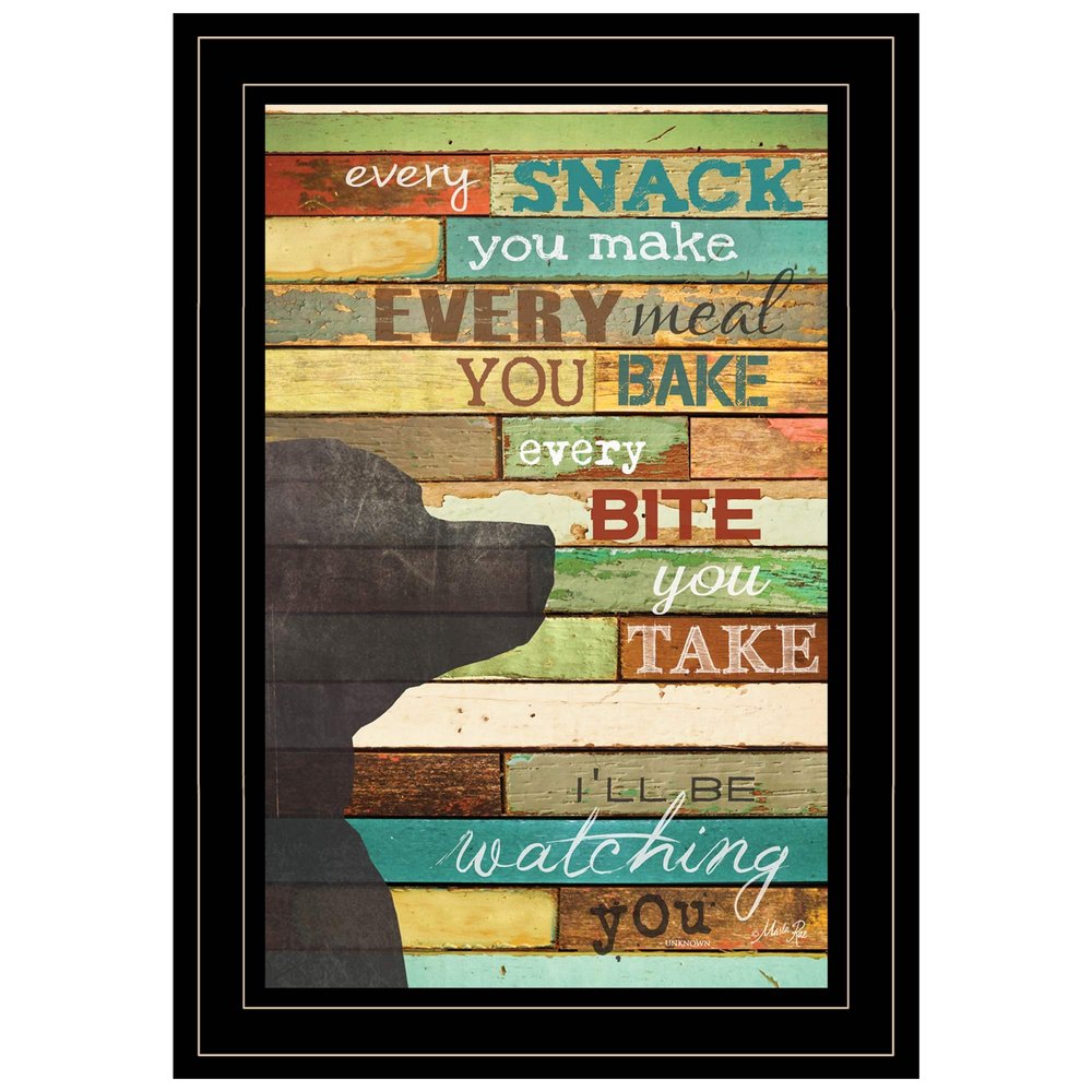 Colorful Dog Watching You Snack  Black Framed Print Wall Art HomeRoots