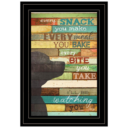 Colorful Dog Watching You Snack  Black Framed Print Wall Art HomeRoots