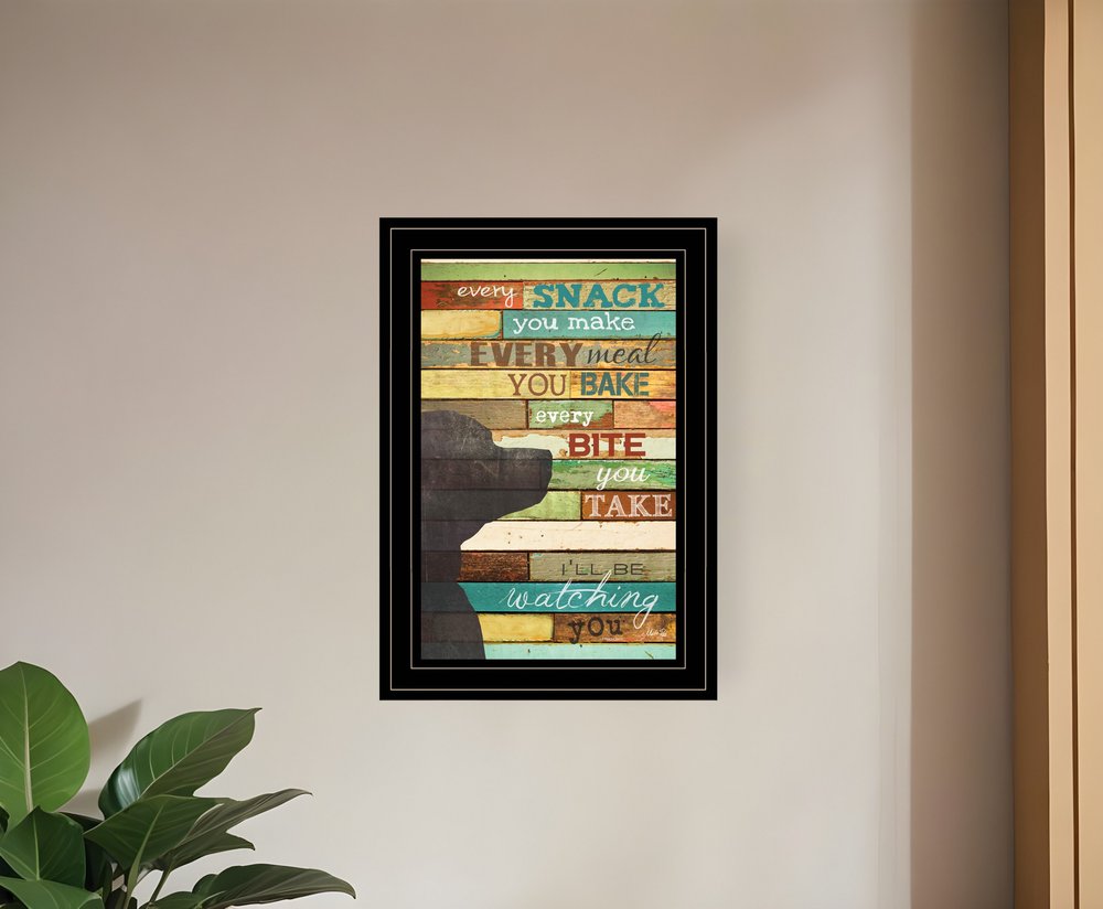 Colorful Dog Watching You Snack  Black Framed Print Wall Art HomeRoots