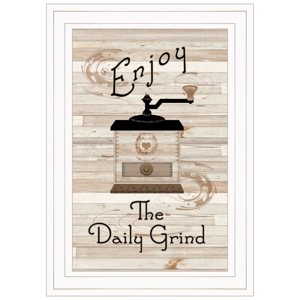 Enjoy the Daily Grind 1 White Framed Print Kitchen Wall Art HomeRoots