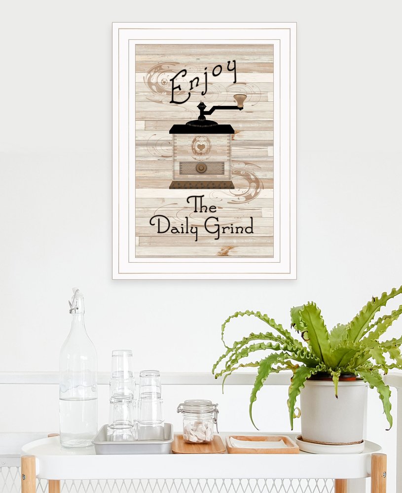 Enjoy the Daily Grind 1 White Framed Print Kitchen Wall Art HomeRoots