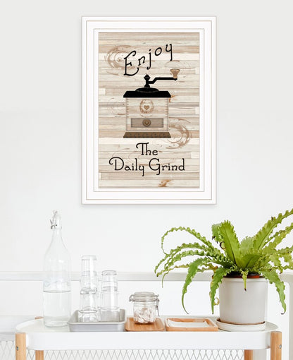 Enjoy the Daily Grind 1 White Framed Print Kitchen Wall Art HomeRoots