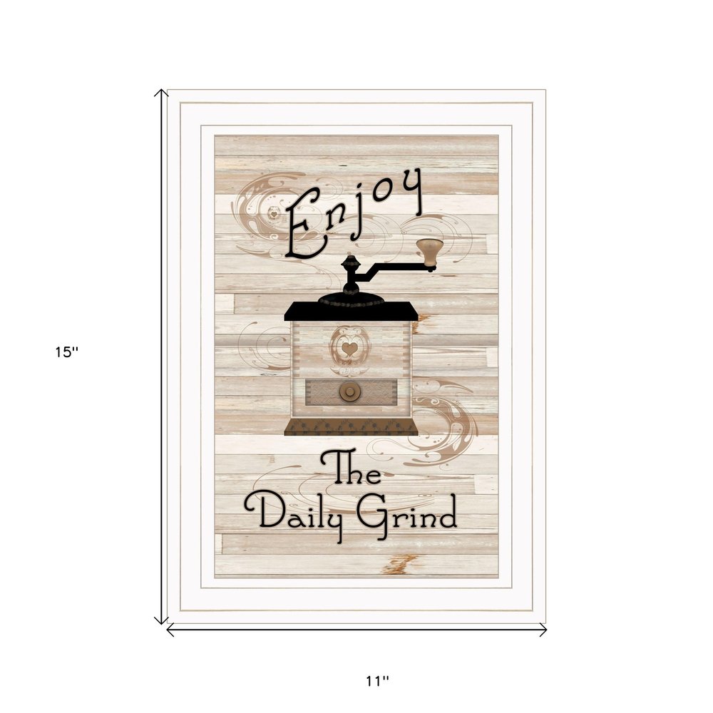 Enjoy the Daily Grind 1 White Framed Print Kitchen Wall Art HomeRoots