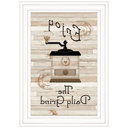 Enjoy the Daily Grind 1 White Framed Print Kitchen Wall Art HomeRoots