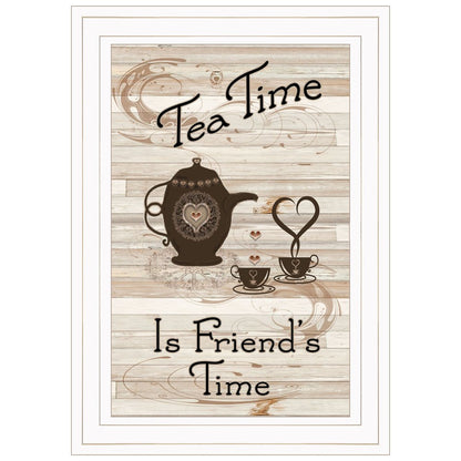 Tea Time is Friends Time 1 White Framed Print Kitchen Wall Art HomeRoots