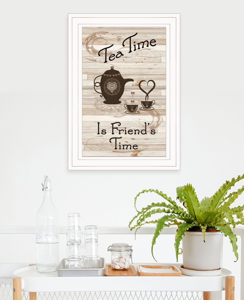 Tea Time is Friends Time 1 White Framed Print Kitchen Wall Art HomeRoots