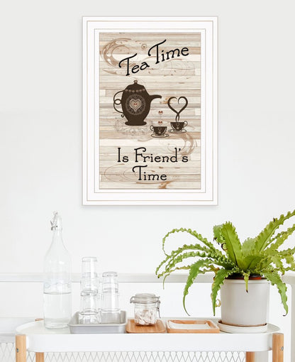 Tea Time is Friends Time 1 White Framed Print Kitchen Wall Art HomeRoots