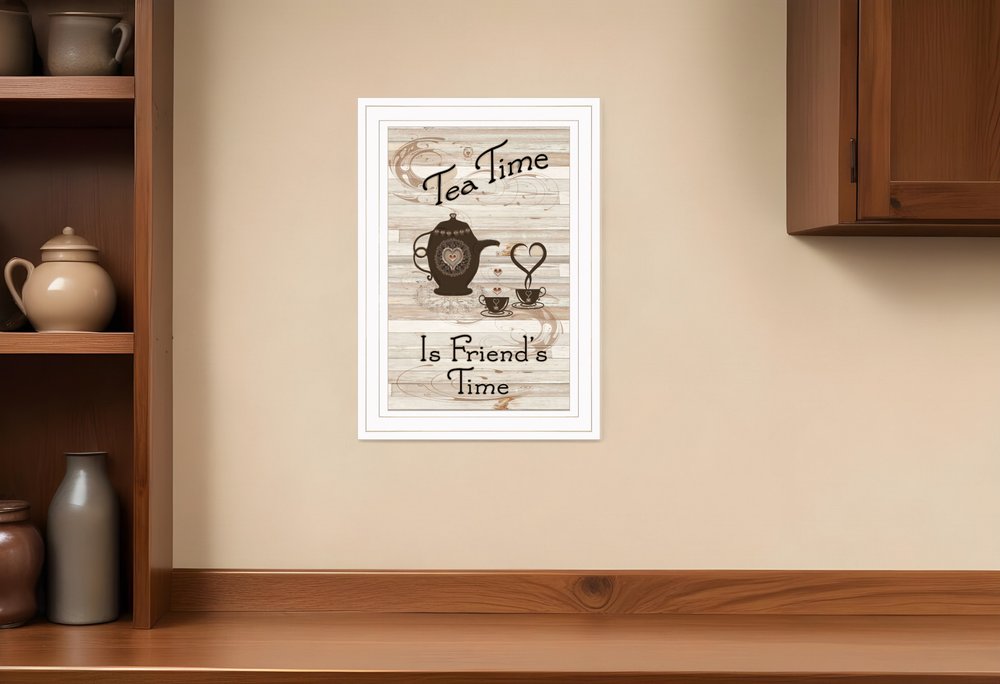 Tea Time is Friends Time 1 White Framed Print Kitchen Wall Art HomeRoots