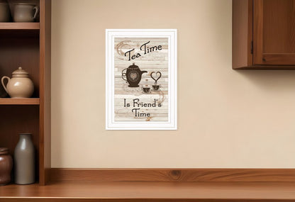 Tea Time is Friends Time 1 White Framed Print Kitchen Wall Art HomeRoots