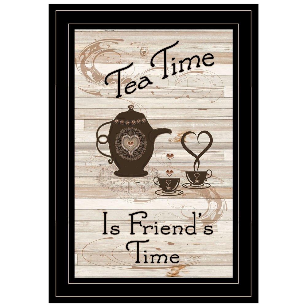 Tea Time is Friends Time 2 Black Framed Print Kitchen Wall Art HomeRoots