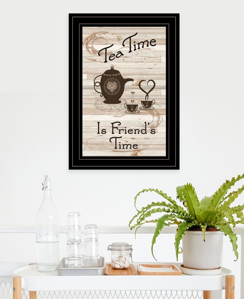 Tea Time is Friends Time 2 Black Framed Print Kitchen Wall Art HomeRoots