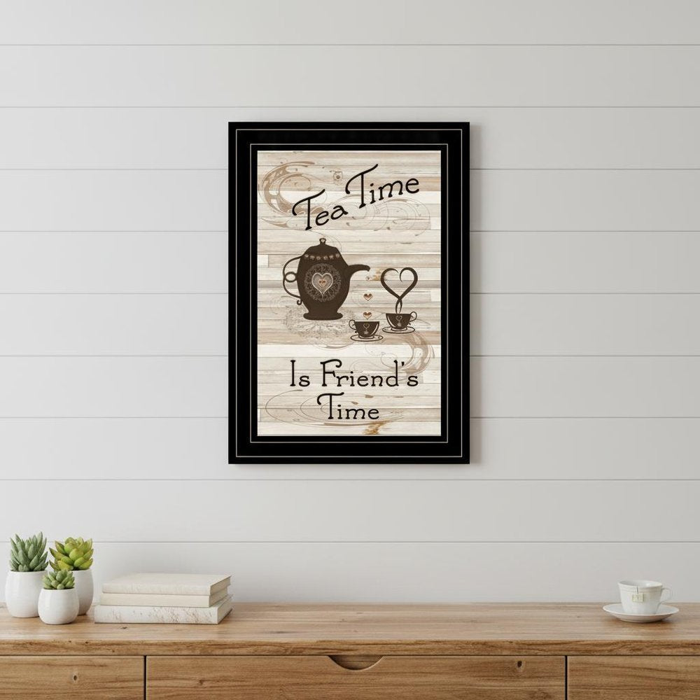 Tea Time is Friends Time 2 Black Framed Print Kitchen Wall Art HomeRoots