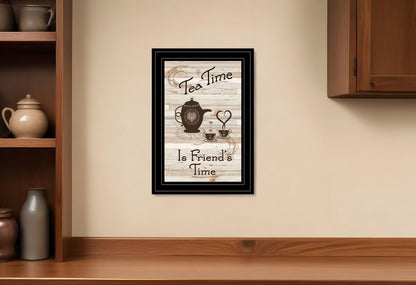 Tea Time is Friends Time 2 Black Framed Print Kitchen Wall Art HomeRoots