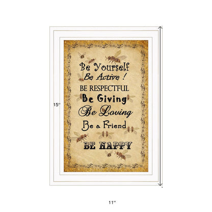 BEE HAPPY White Framed Print Wall Art HomeRoots