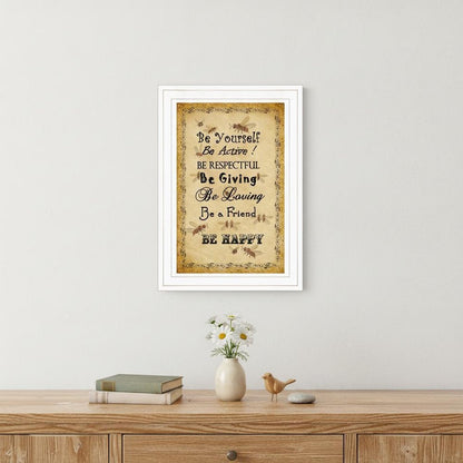 BEE HAPPY White Framed Print Wall Art HomeRoots