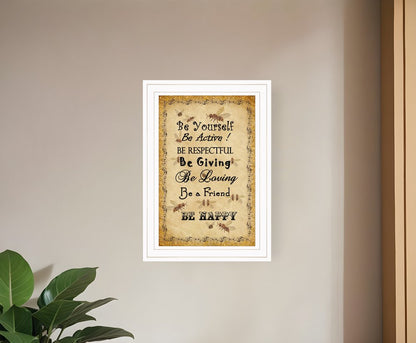 BEE HAPPY White Framed Print Wall Art HomeRoots