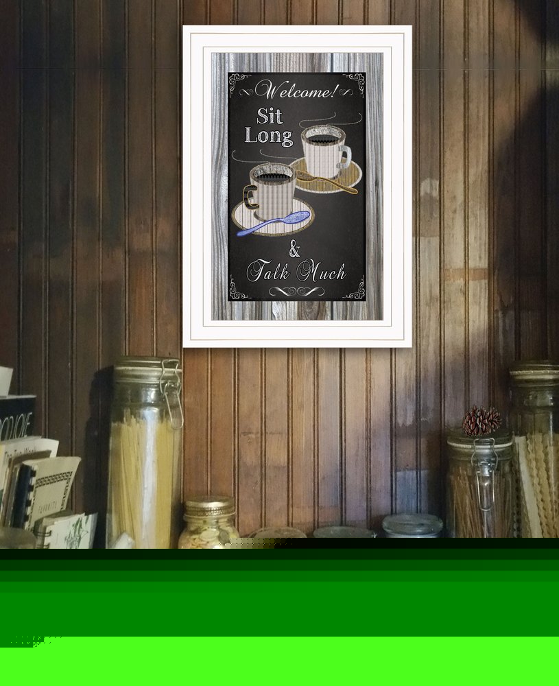 Sit Long Talk Much Chalkboard Framed 1 White Framed Print Wall Art HomeRoots