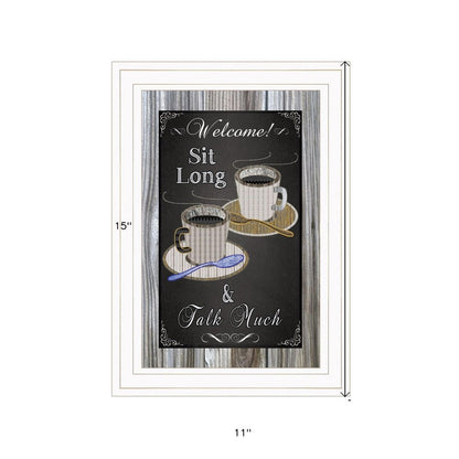 Sit Long Talk Much Chalkboard Framed 1 White Framed Print Wall Art HomeRoots