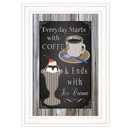 Everyday Starts with Coffee Chalkboard Framed 1 White Framed Print Kitchen Wall Art HomeRoots