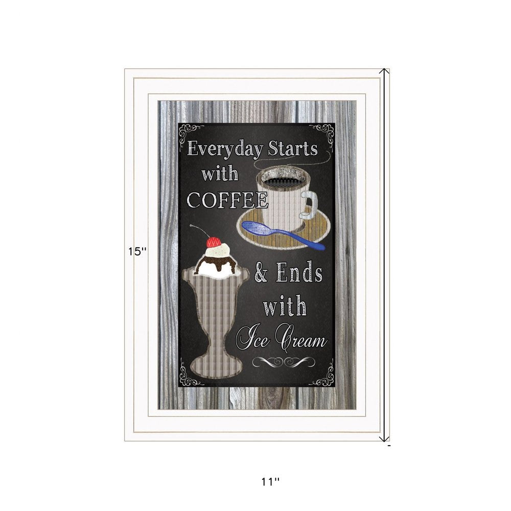 Everyday Starts with Coffee Chalkboard Framed 1 White Framed Print Kitchen Wall Art HomeRoots