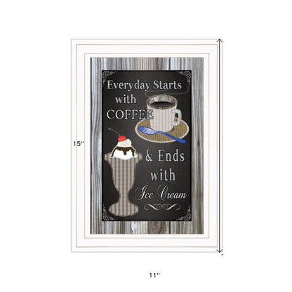 Everyday Starts with Coffee Chalkboard Framed 1 White Framed Print Kitchen Wall Art HomeRoots