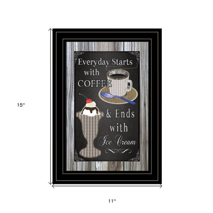 Everyday Starts with Coffee Chalkboard Framed 2 Black Framed Print Kitchen Wall Art HomeRoots