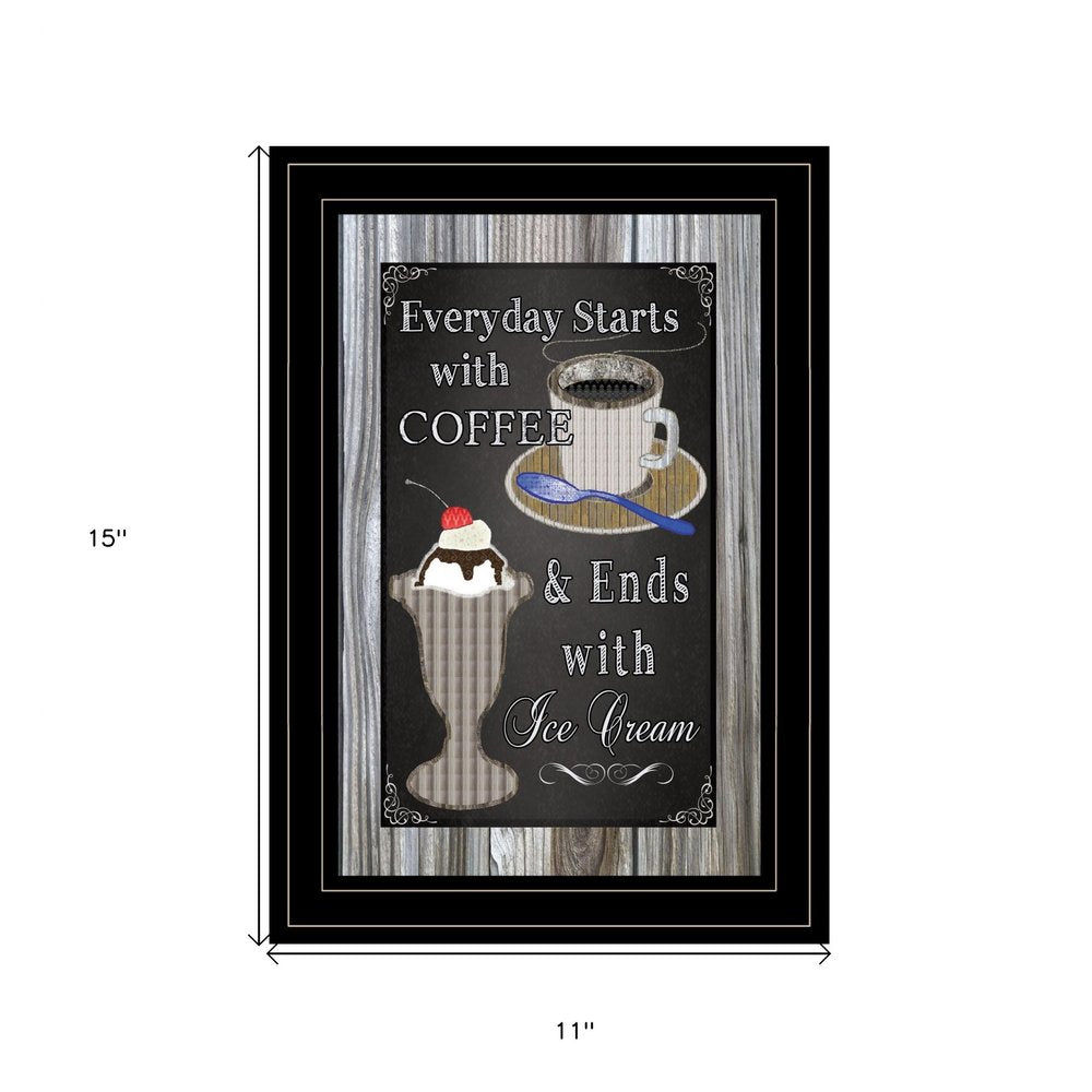 Everyday Starts with Coffee Chalkboard Framed 2 Black Framed Print Kitchen Wall Art HomeRoots