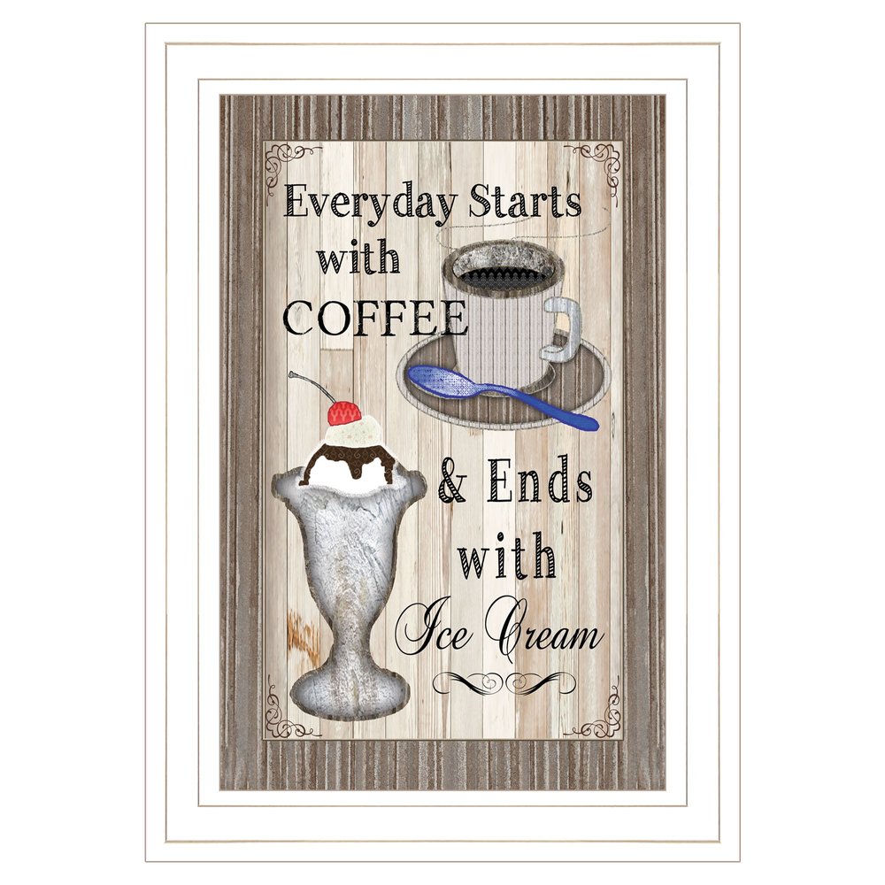 Everyday Starts with Coffee 1 White Framed Print Wall Art HomeRoots