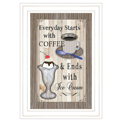 Everyday Starts with Coffee 1 White Framed Print Wall Art HomeRoots
