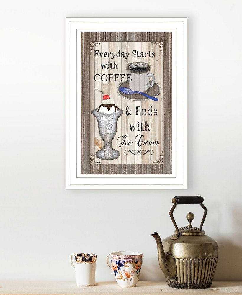 Everyday Starts with Coffee 1 White Framed Print Wall Art HomeRoots