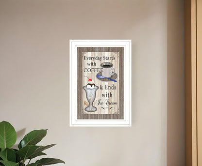 Everyday Starts with Coffee 1 White Framed Print Wall Art HomeRoots