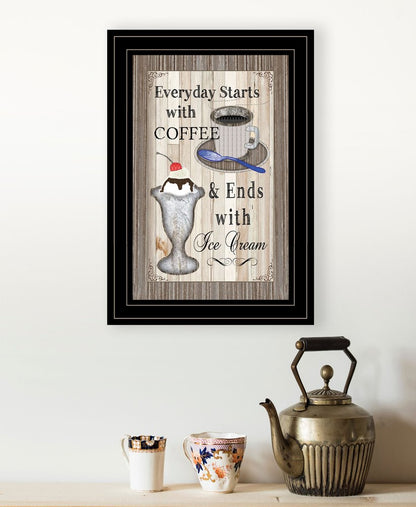 Everyday Starts with Coffee 2 Black Framed Print Wall Art HomeRoots