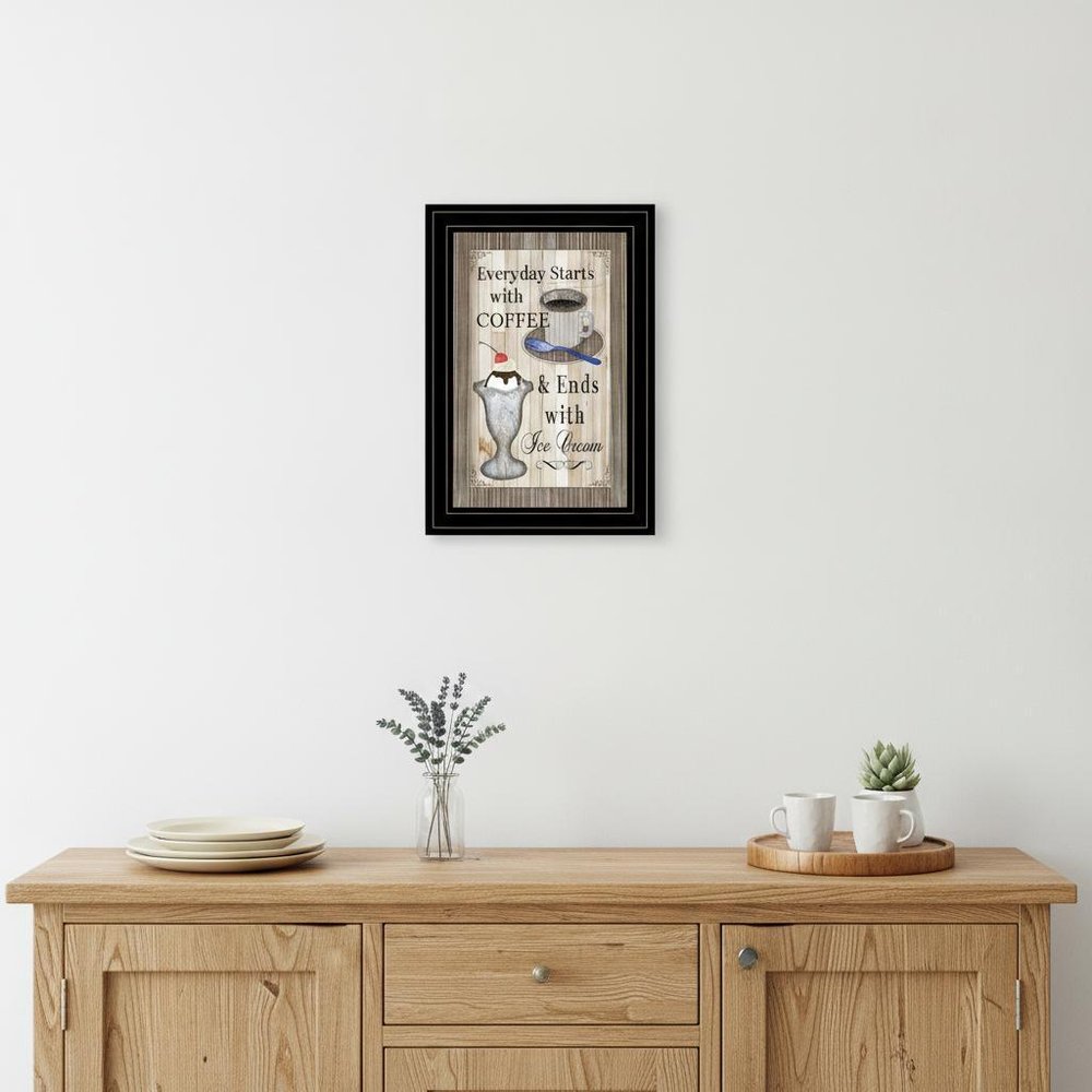 Everyday Starts with Coffee 2 Black Framed Print Wall Art HomeRoots