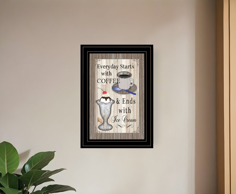 Everyday Starts with Coffee 2 Black Framed Print Wall Art HomeRoots
