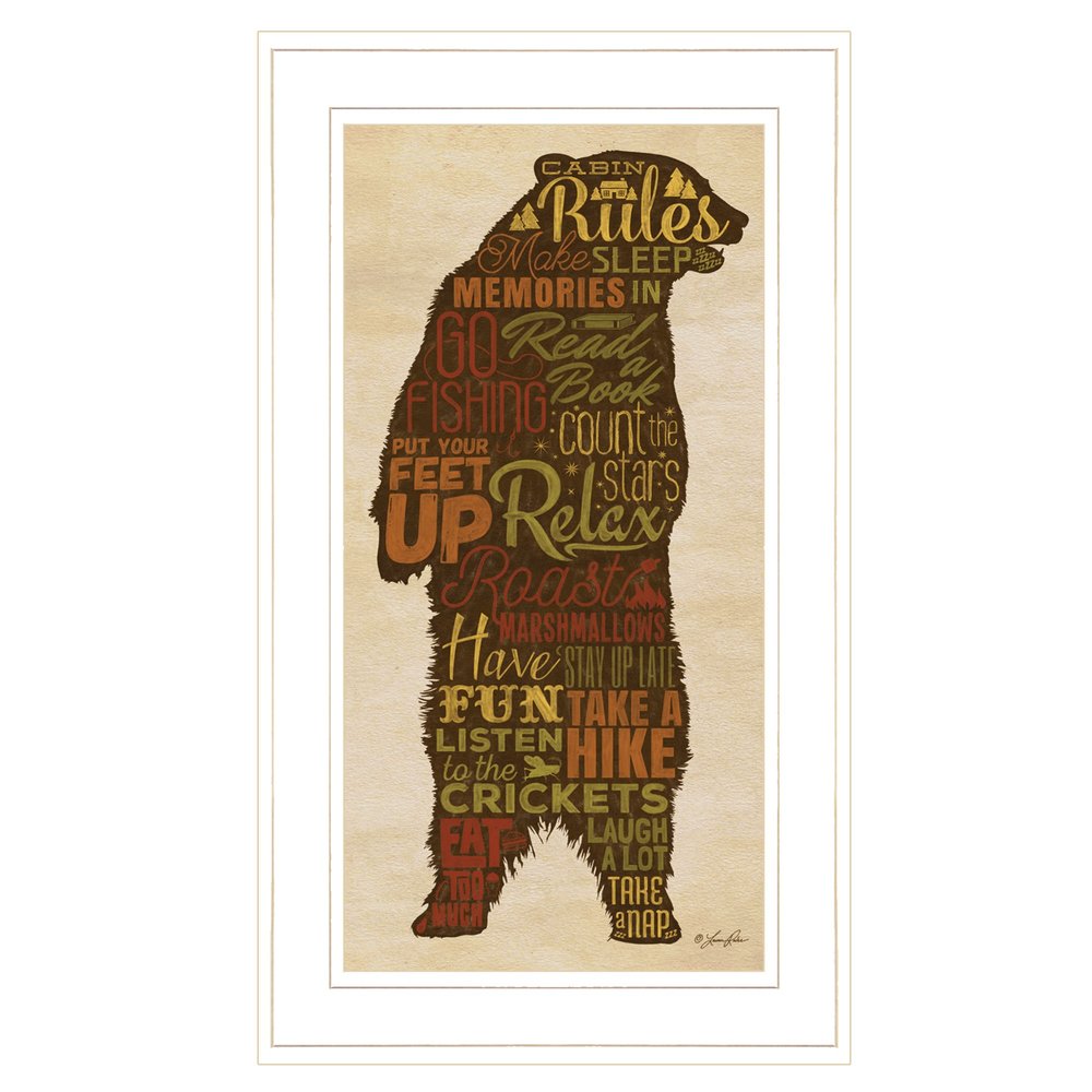 Cabin Rules 3 White Framed Print Wall Art HomeRoots