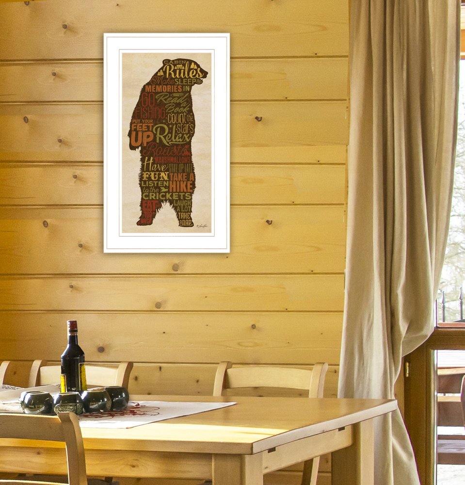 Cabin Rules 3 White Framed Print Wall Art HomeRoots